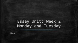 Essay Unit: Week 2