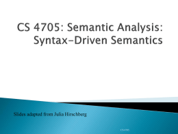 CS 4705: Semantic Analysis: Syntax
