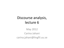 Discourse analysis, lecture 6