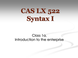 CAS LX 522 Syntax I