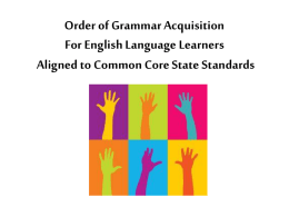 Order of Grammar Acquisition For English Language Learners