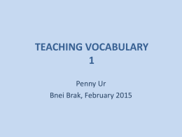 Vocabulary course talk 1