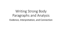 Writing Strong Interpretive Sentences