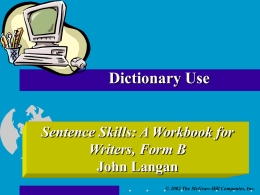 Sentence Skills, Form B, 7E © 2002 The McGraw