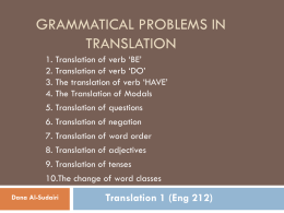 Grammatical Problems in Translation