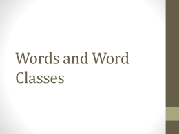 Words and Word Classes
