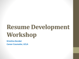 Resume Development Workshop