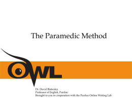 The Paramedic Method - Purdue Online Writing Lab