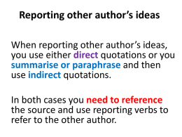 Reporting other author`s ideas