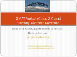 GMAT Class SC 2 Verbal PPTX - FREE GRE GMAT Online Class