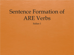Sentence Formation of ARE Verbs - Elmwood Park Memorial High