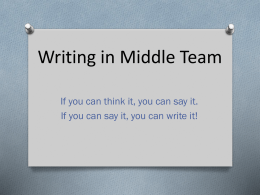 Writing in Middle Team - Colleton Primary School