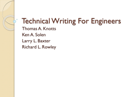 Technical Writing For Engineers - Unit Operations Lab @ Brigham