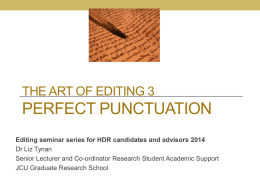 Art of Editing workshop 3 Perfect Punctuation September