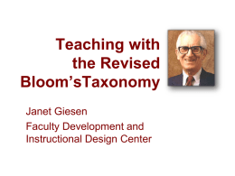 Teaching with the Revised Bloom*s Taxonomy