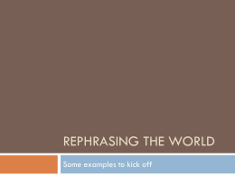 rephrasing the world - Our World in English