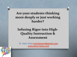 PPT - Dr. Karin Hess - High Schools That Work Ohio