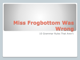 Miss Frogbottom Was Wrong - American Horse Publications