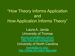 How Theory Informs Application and How Application Informs