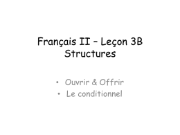 Français II * Leçon 3B Structures