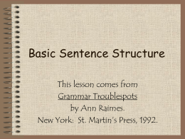 Basic Sentence Structure