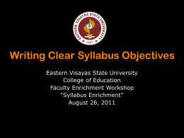 How to Write Clear Syllabus Objectives