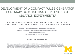 Research Update - The Michigan Institute for Plasma