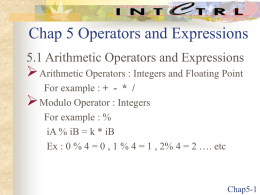 Chap 5 Operators and Expressions