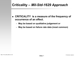 Criticality Analysis - Failure mode and effects analysis
