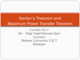 Norton’s Theorem and Maximum Power Transfer Theorem