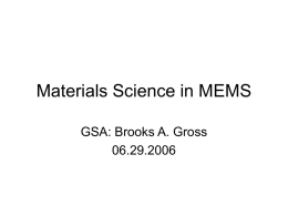 Materials Science in MEMS