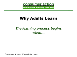 Teaching Adults - Consumer Action