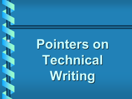 Tech Writing Pointers