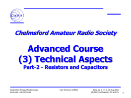 Advanced Licence Course - Chelmsford Amateur Radio Society