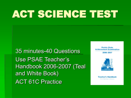 PSAE ACT Practice Science Test
