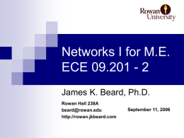 Networks I for M.E. ECE 09.201 - 2