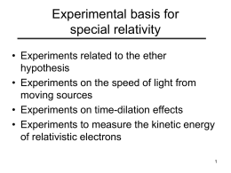 Experimental basis for special relativity