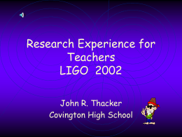 Research Experience for Teachers 2002