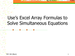 Using Excel array formulas to take a matrix
