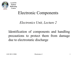 Electronics Unit, Lecture 2