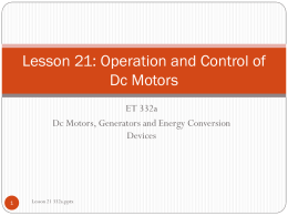 Lesson 21: Steady-State Operation of Dc Motors