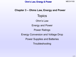 Ohms Law, Energy and Power