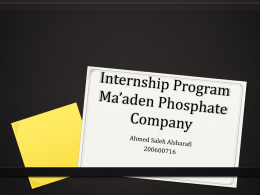 Internship Program Ma*aden Phosphate Company