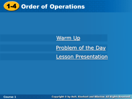 Lesson 1.4 Order of Operations