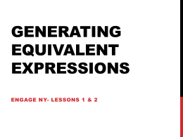 Generating Equivalent Expressions