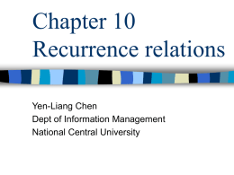 Chapter 10 Recurrence relations