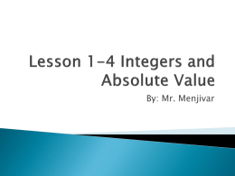 Lesson 1-4 Integers and Absolute Value 1ax