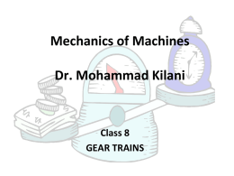 Class 8 – Gear Trains - UJ