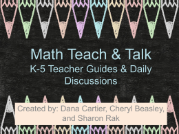 Math Teach and Talk - IL K