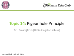 Riemann Zeta Club - Pigeonhole Principle - Slides